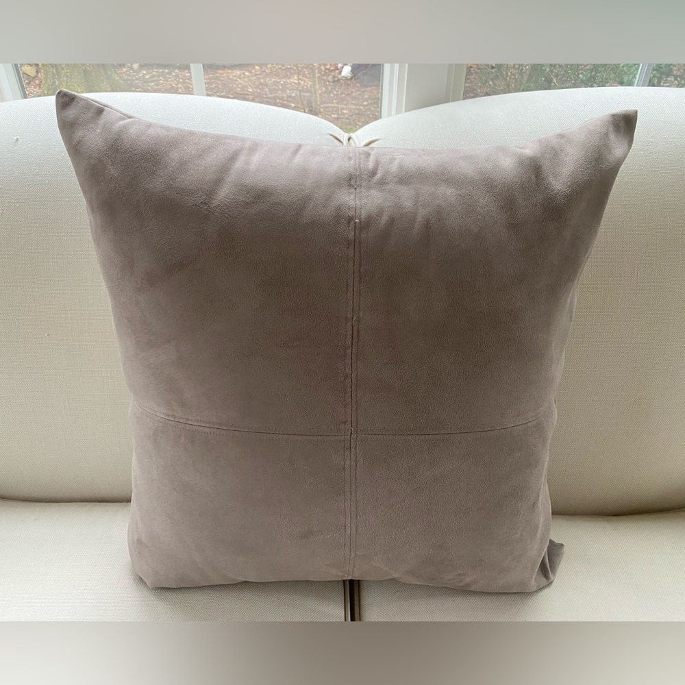 24” Ultra-Suede Throw Pillow.  Nice Taupe Color.  Includes cover and insert.